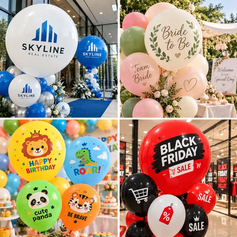 Custom Logo Latex Balloons ຂາຍສົ່ງ: ການເລືອກຂະຫນາດພິມ