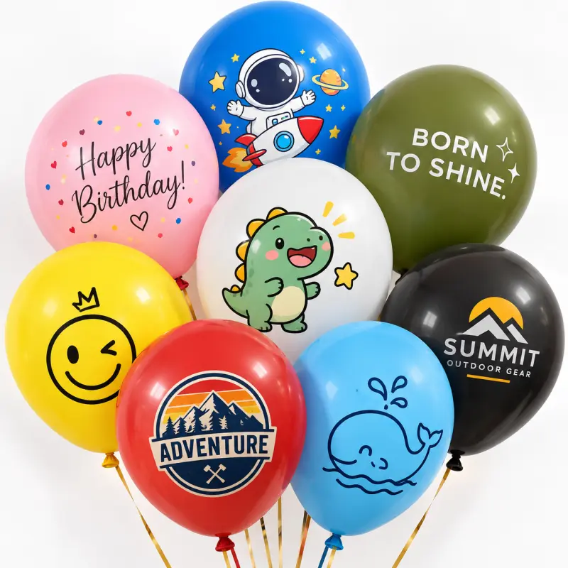 Custom Printed Latex Balloon MOQ ສໍາລັບການອອກແບບໂລໂກ້ຫຼາຍ