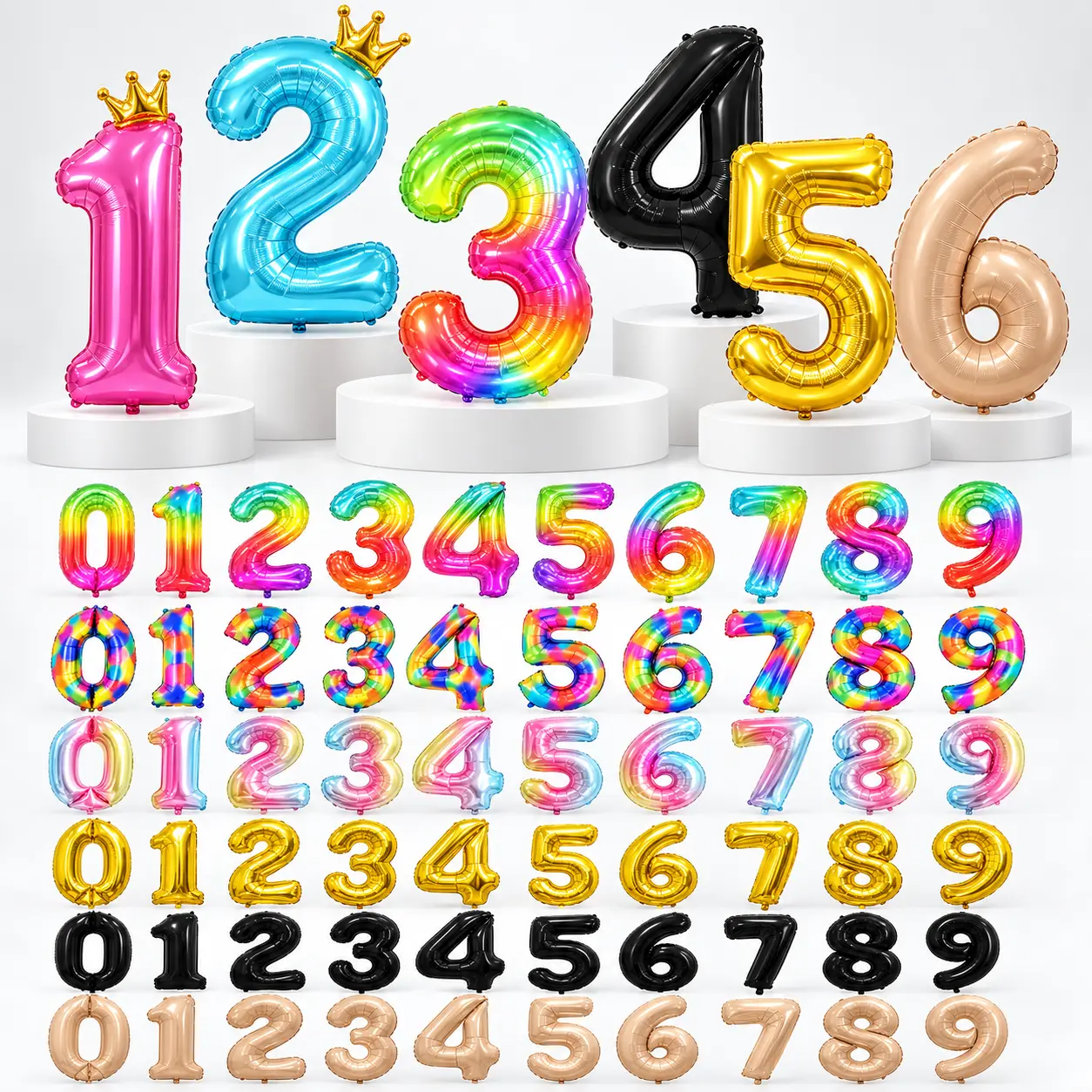 Number Foil Balloons ຂາຍສົ່ງ: ເລືອກ 16, 32 ແລະ 40 ນິ້ວ