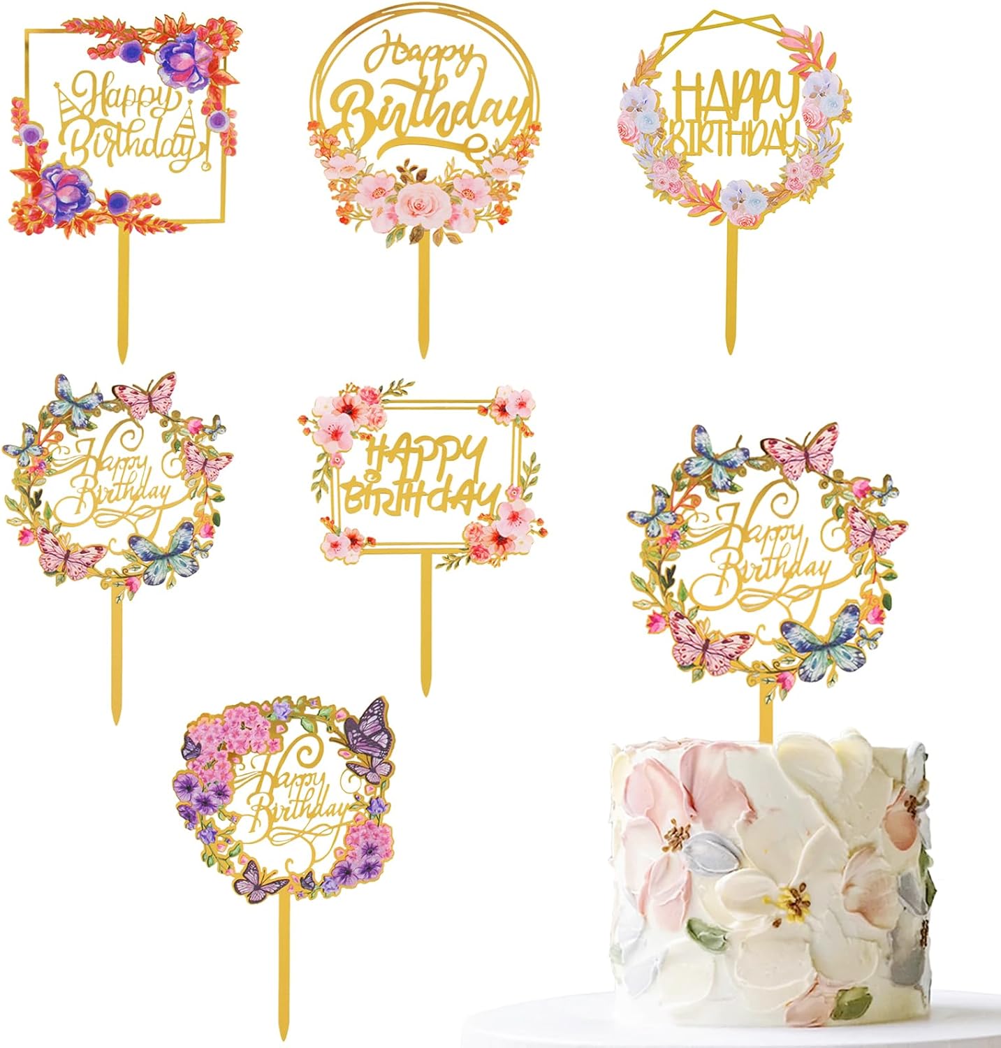 ຄວາມສຸກ Cake ວັນເດືອນປີເກີດ Toppers