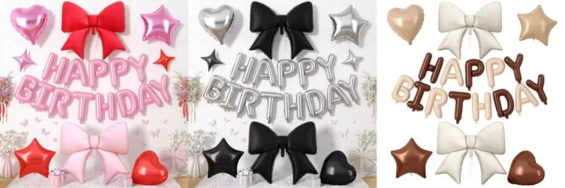 Bow knot balloon birthday set