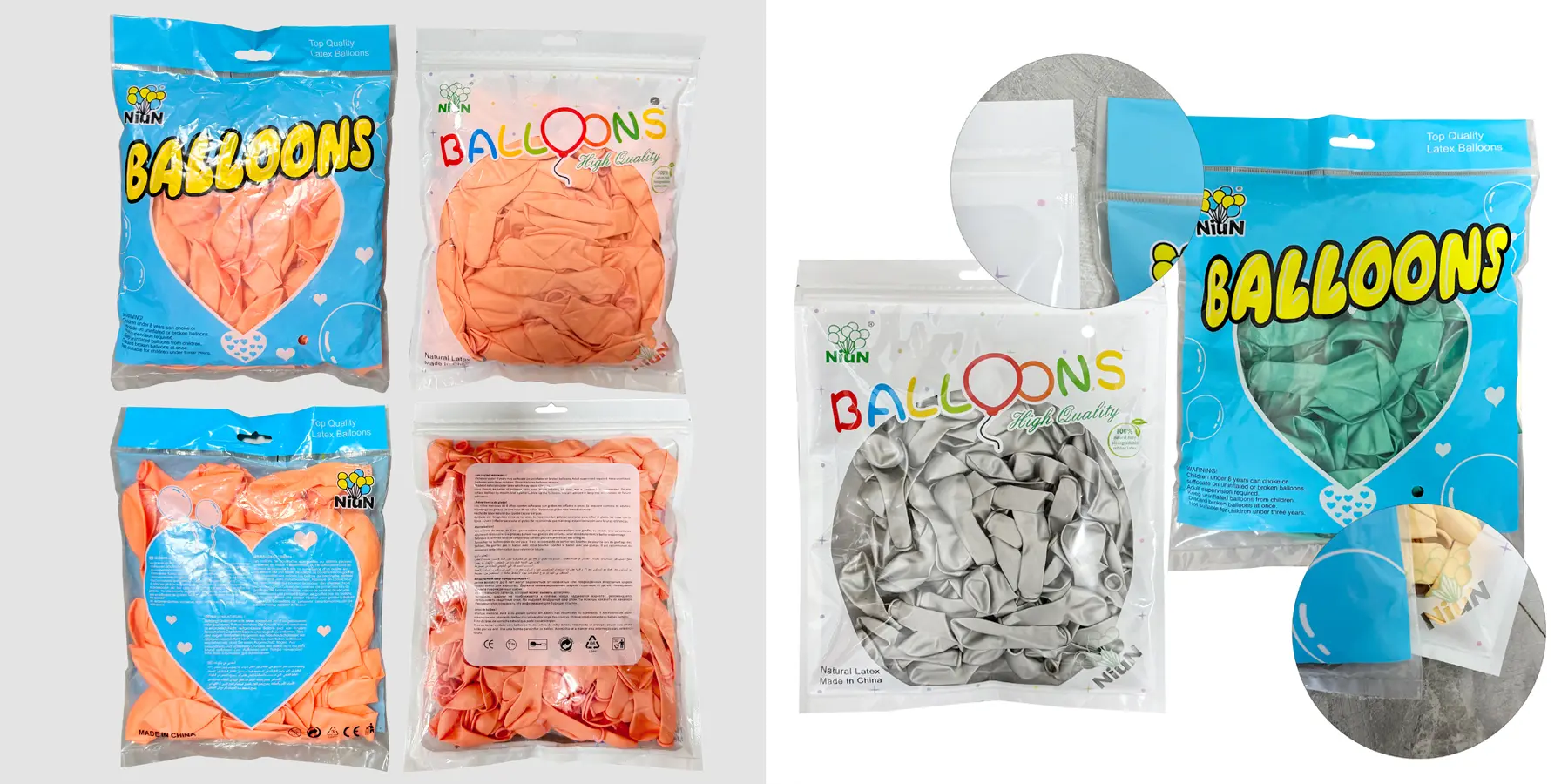 NiuN wholesale matte latex balloon bulk and private label packaging at Borun Balloon Factory