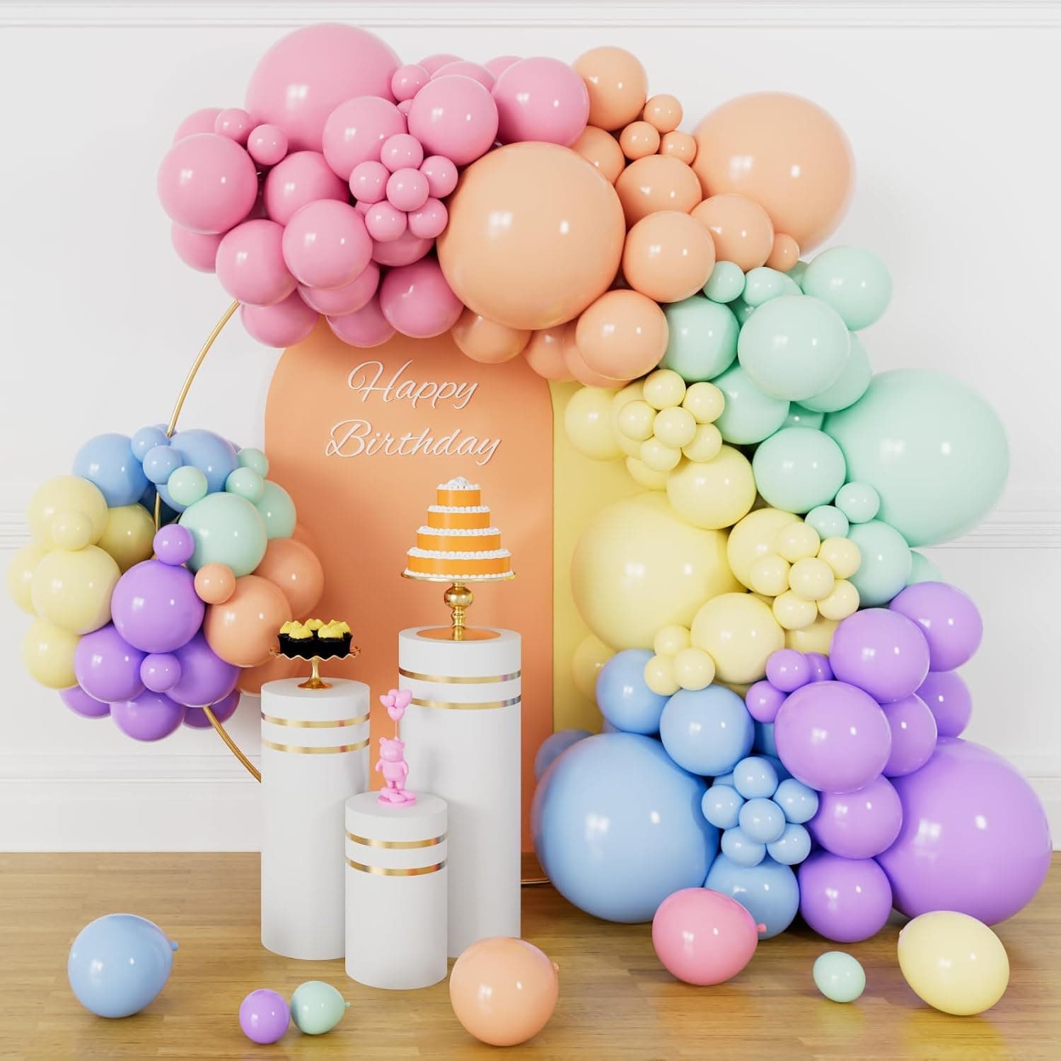 ຊຸດ Garland ປູມເປົ້າ Rainbow Pastel